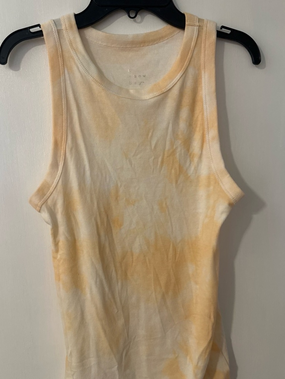 a new day Yellow Tie-Dye Ribbed Tank Top